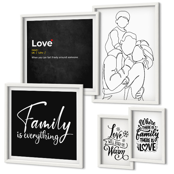 Pared galería de arte Valores familiares de amor y cercanía
