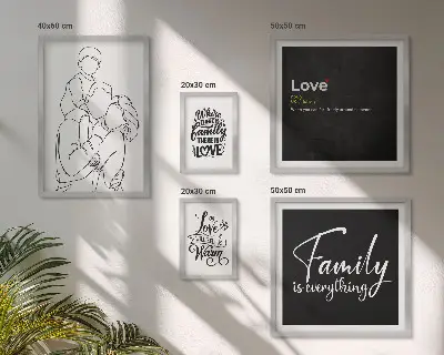 Cuadro para galería de arte diseño sobre valores familiares de amor y cercanía