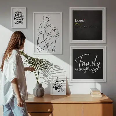 Cuadro para galería de arte diseño sobre valores familiares de amor y cercanía