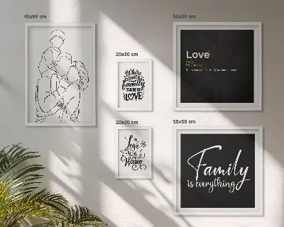 Cuadro para galería de arte diseño sobre valores familiares de amor y cercanía