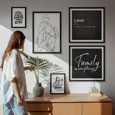 Cuadro para galería de arte diseño sobre valores familiares de amor y cercanía