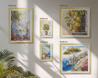 Set de 5 cuadros para salón Inspiraciones cítricas sol