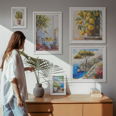 Set de 5 cuadros para salón Inspiraciones cítricas sol