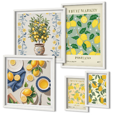 Pared galería de arte patrones de frutas cítricas frescas
