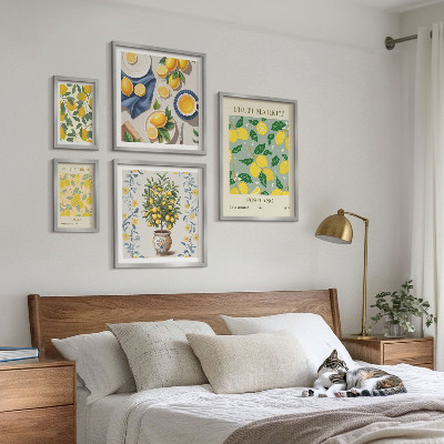 Pared galería de arte patrones de frutas cítricas frescas