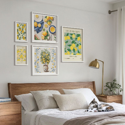 Pared galería de arte patrones de frutas cítricas frescas