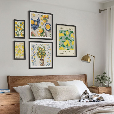 Pared galería de arte patrones de frutas cítricas frescas