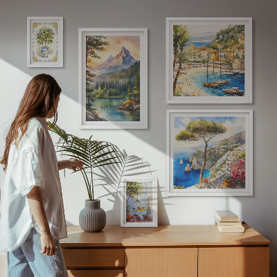 Conjunto de cuadros decorativos Paisajes de montañas y vistas al mar