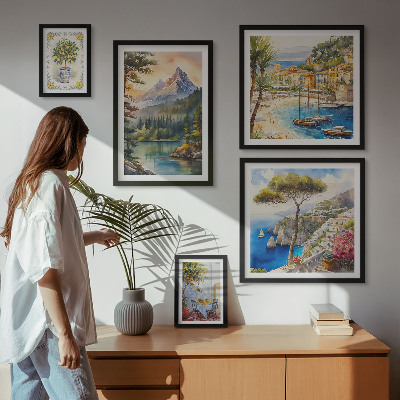 Conjunto de cuadros decorativos Paisajes de montañas y vistas al mar