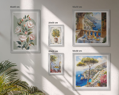Set de 5 cuadros para salón Vistas florales pintorescas