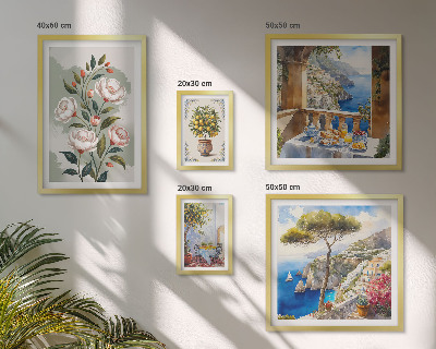 Set de 5 cuadros para salón Vistas florales pintorescas