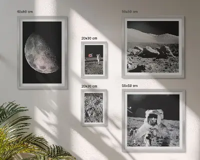 Set de 5 cuadros para salón con paisajes lunares vistos por los astronautas