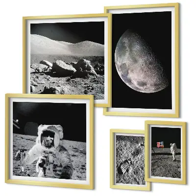 Set de 5 cuadros para salón con paisajes lunares vistos por los astronautas