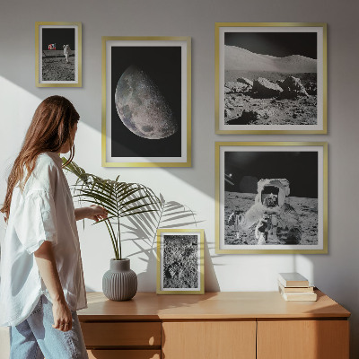 Set de 5 cuadros para salón Paisajes lunares vistos por los astronautas