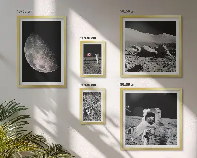 Set de 5 cuadros para salón con paisajes lunares vistos por los astronautas