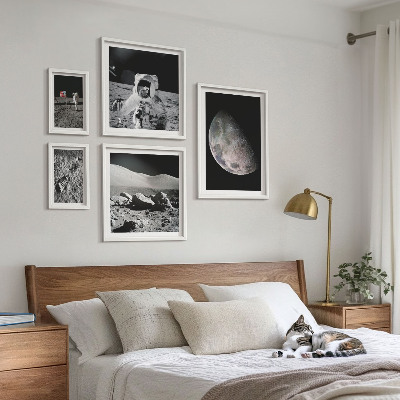 Set de 5 cuadros para salón Paisajes lunares vistos por los astronautas