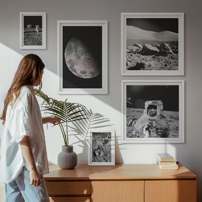 Set de 5 cuadros para salón Paisajes lunares vistos por los astronautas