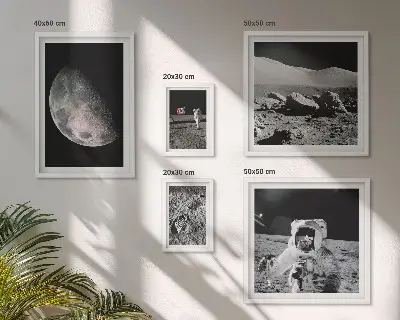 Set de 5 cuadros para salón con paisajes lunares vistos por los astronautas