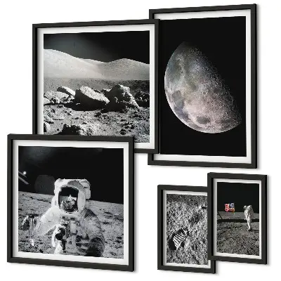 Set de 5 cuadros para salón con paisajes lunares vistos por los astronautas