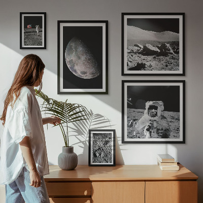 Set de 5 cuadros para salón Paisajes lunares vistos por los astronautas