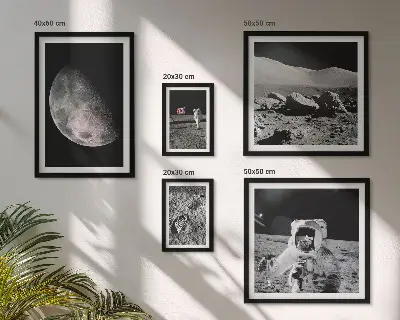 Set de 5 cuadros para salón con paisajes lunares vistos por los astronautas