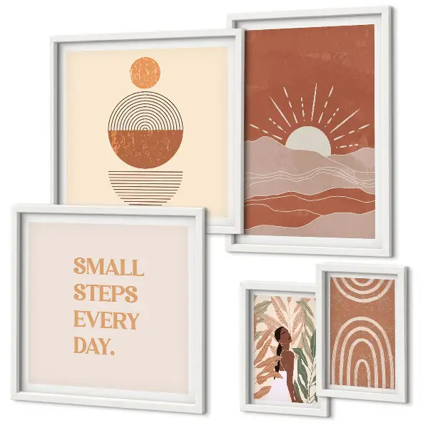 Conjunto de cuadros decorativos con eslóganes positivos sobre la naturaleza al estilo bohemio