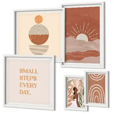 Conjunto de cuadros decorativos con eslóganes positivos sobre la naturaleza al estilo bohemio