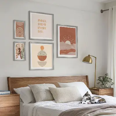 Conjunto de cuadros decorativos con eslóganes positivos sobre la naturaleza al estilo bohemio