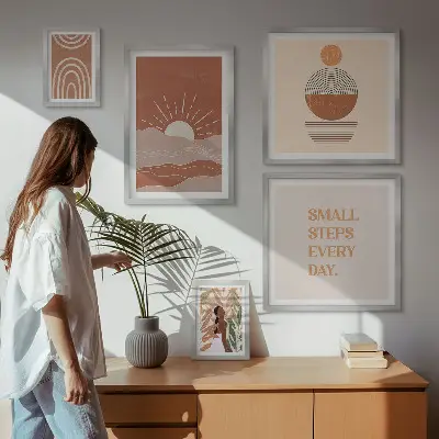 Conjunto de cuadros decorativos con eslóganes positivos sobre la naturaleza al estilo bohemio