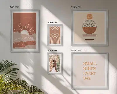 Conjunto de cuadros decorativos con eslóganes positivos sobre la naturaleza al estilo bohemio