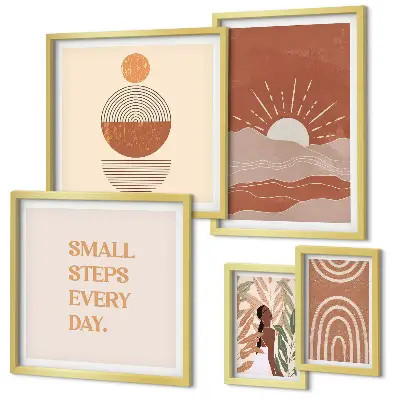 Conjunto de cuadros decorativos con eslóganes positivos sobre la naturaleza al estilo bohemio
