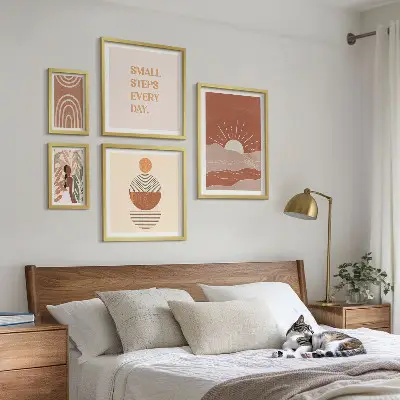 Conjunto de cuadros decorativos con eslóganes positivos sobre la naturaleza al estilo bohemio