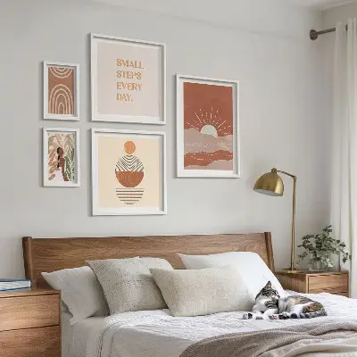 Conjunto de cuadros decorativos con eslóganes positivos sobre la naturaleza al estilo bohemio