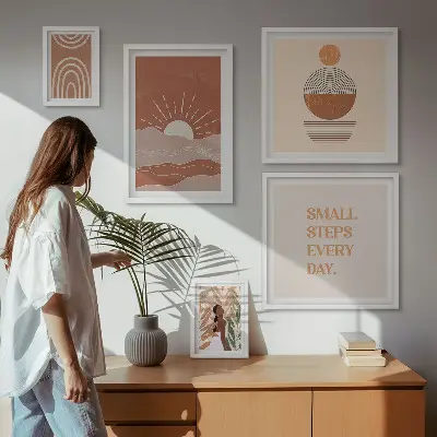 Conjunto de cuadros decorativos con eslóganes positivos sobre la naturaleza al estilo bohemio