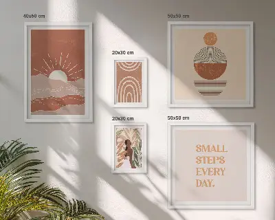 Conjunto de cuadros decorativos con eslóganes positivos sobre la naturaleza al estilo bohemio