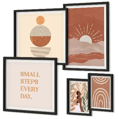 Conjunto de cuadros decorativos con eslóganes positivos sobre la naturaleza al estilo bohemio