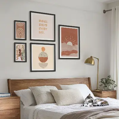 Conjunto de cuadros decorativos con eslóganes positivos sobre la naturaleza al estilo bohemio