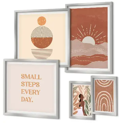 Conjunto de cuadros decorativos con eslóganes positivos sobre la naturaleza al estilo bohemio