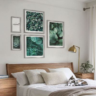 Set de 5 cuadros para salón Plantas modernas de hojas verdes