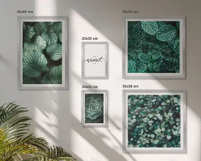 Set de 5 cuadros decorativos para salón con diseño de plantas modernas de hojas verdes