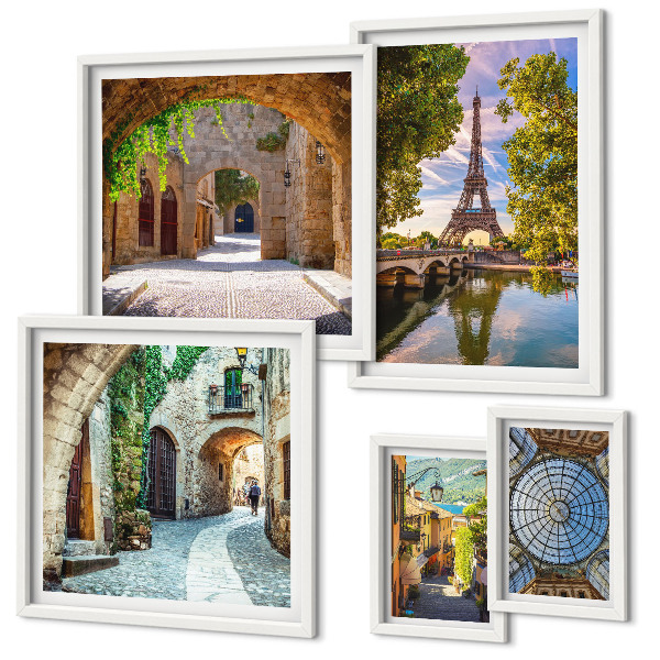 Pared galería de arte Vistas encantadoras de ciudades europeas