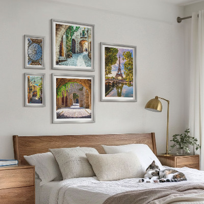 Pared galería de arte Vistas encantadoras de ciudades europeas