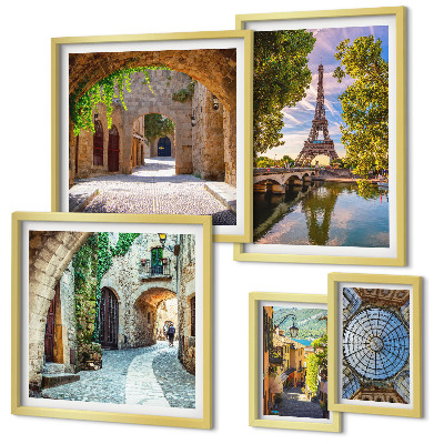 Pared galería de arte Vistas encantadoras de ciudades europeas