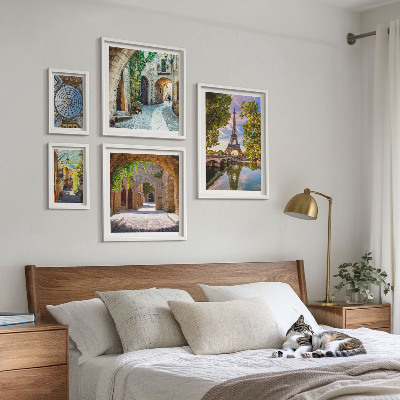 Pared galería de arte Vistas encantadoras de ciudades europeas