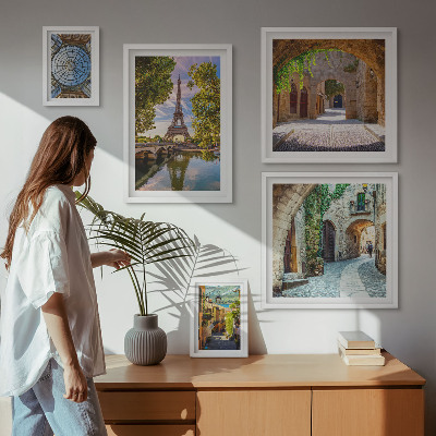 Pared galería de arte Vistas encantadoras de ciudades europeas
