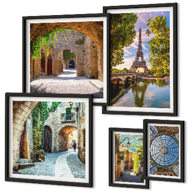 Pared galería de arte Vistas encantadoras de ciudades europeas