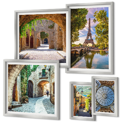 Pared galería de arte Vistas encantadoras de ciudades europeas