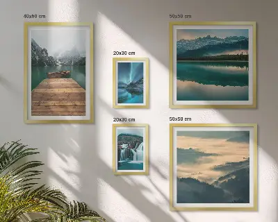 Conjunto de cuadros decorativos con paisajes de cascadas y montañas