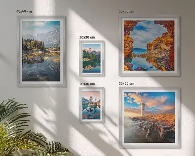 Set de 5 cuadros para salón con vistas naturales de montañas y agua