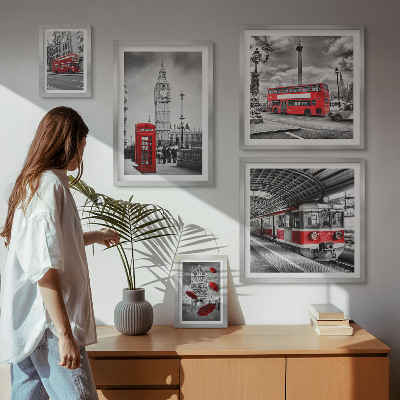 Pared galería de arte Motivos londinenses con acentos